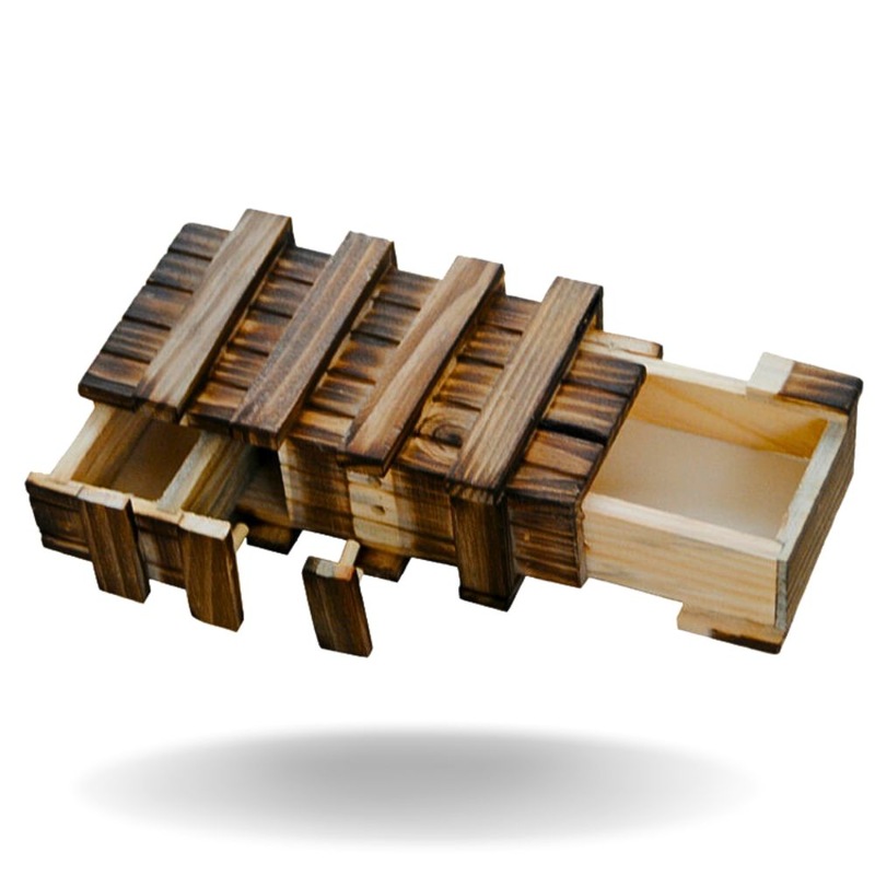 Buy Brain Teaser Wooden Puzzle Box with Secret Hidden Compartment - MyDeal