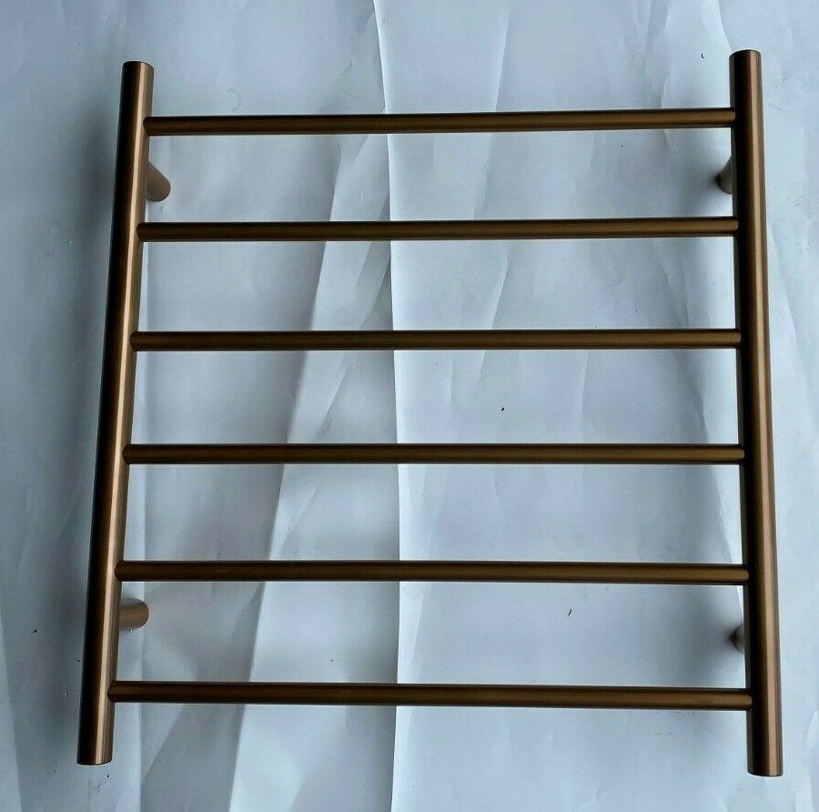 Brushed Copper Rose Gold Round Non Heated Towel Rail Rack 620 mm Wide 6 Bar