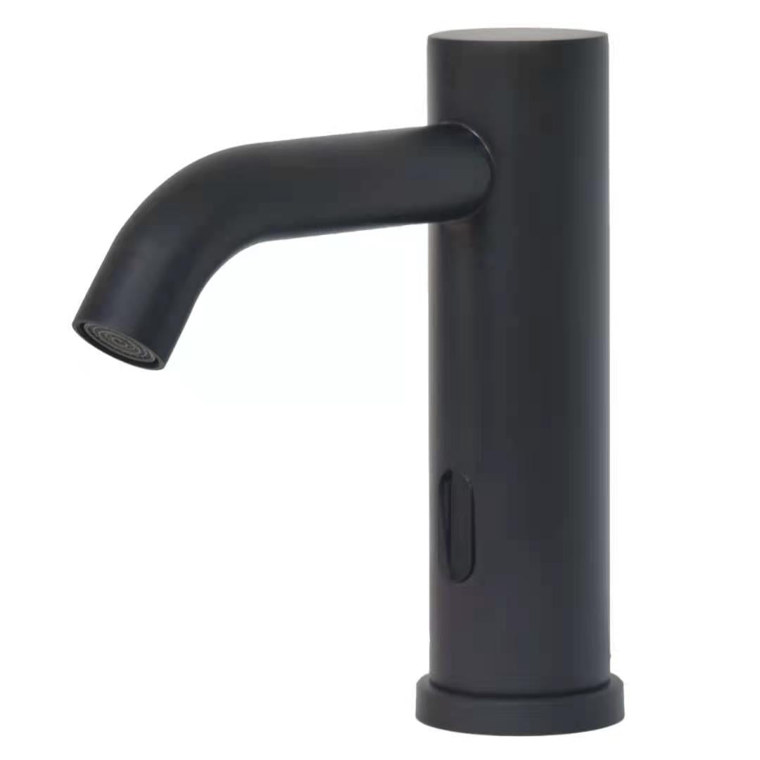 NO BATTERY OR POWER NEEDED ROUND Matte Black Automatic Infrared SENSOR TOUCHLESS MIXER TAP FAUCET