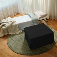 Foldlux Ottoman Folding Guest Bed Sofa w Slip Cover & Castors - Milano Black