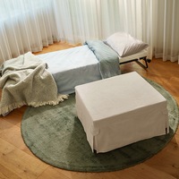 Foldlux Ottoman Folding Guest Bed Sofa w Slip Cover & Castors - Carrington Beige)