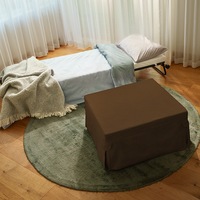 Foldlux Ottoman Folding Guest Bed Sofa with Linen slip cover and castors (York Brown)