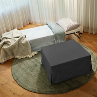 Foldlux Ottoman Folding Guest Bed Sofa w Slip Cover & Castors - London Dark Grey