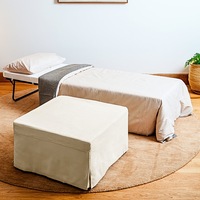 Foldlux Folding Guest Bed Ottoman Sofa w Slip Cover - Carrington Beige