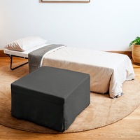 Foldlux Folding Guest Bed Ottoman Sofa w Slip Cover - London Dark Grey