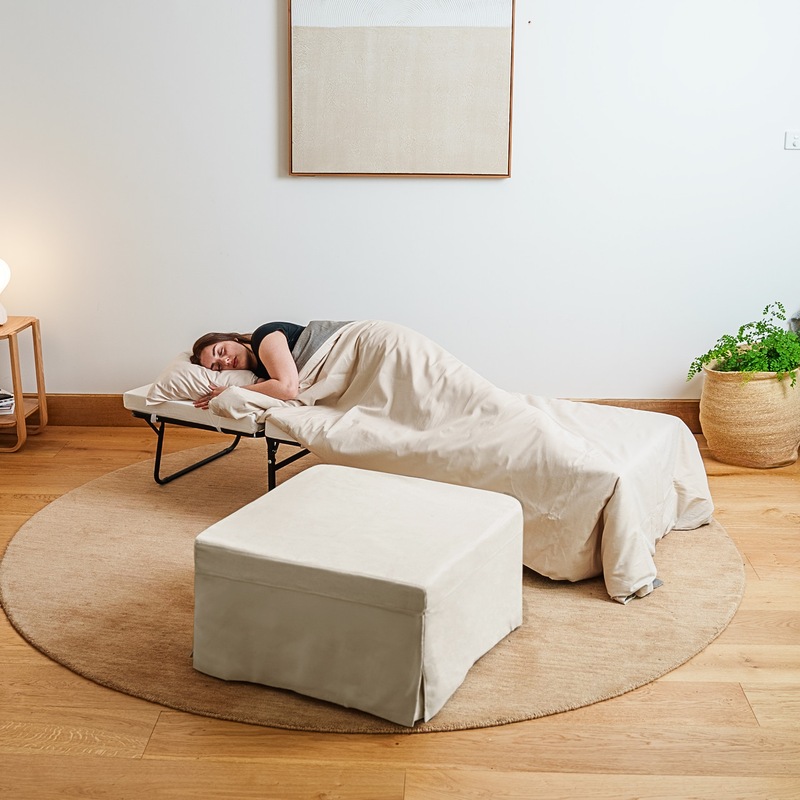 foldlux ottoman folding guest bed sofa with linen slip cover london dark grey buy ottomans stools 192530325927