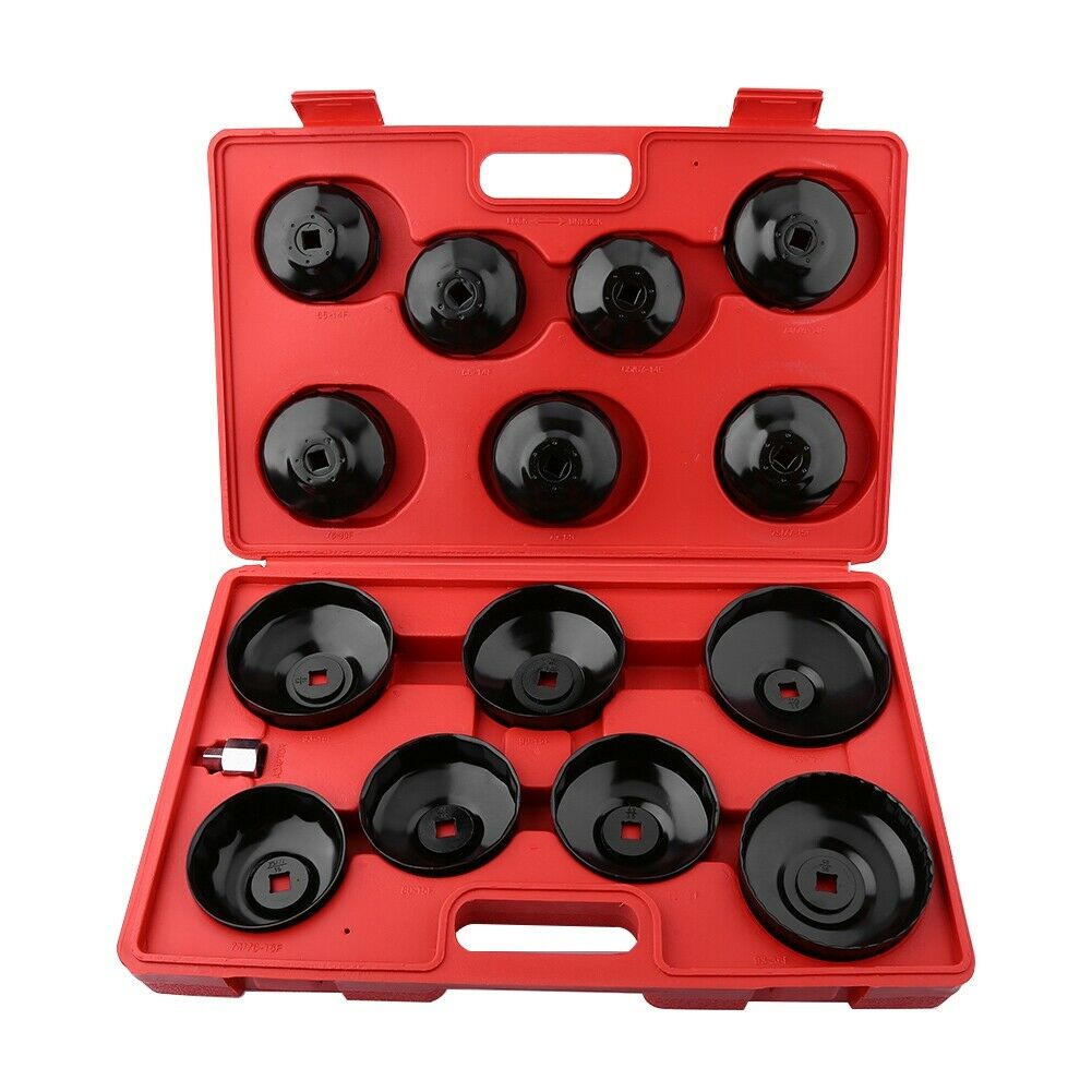 15x Cup Type Aluminium Oil Filter Wrench Removal Socket Remover Tool Set Kit