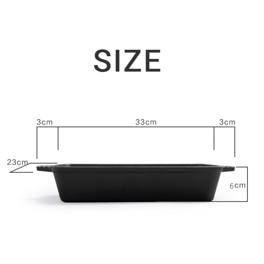 Cast Iron BBQ Grill Pan or Baking Pan Heavy-Duty Uncoated 33 CM