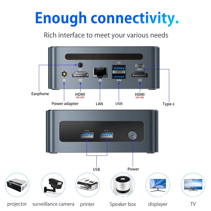 Mini PC Intel N100 8 GB Ram 256 GB SSD Win 11