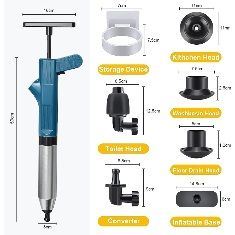 Pressure Toilet Piston Pump，Toilet Plunger, Unplugging Kitchen Sinks and Bathrooms