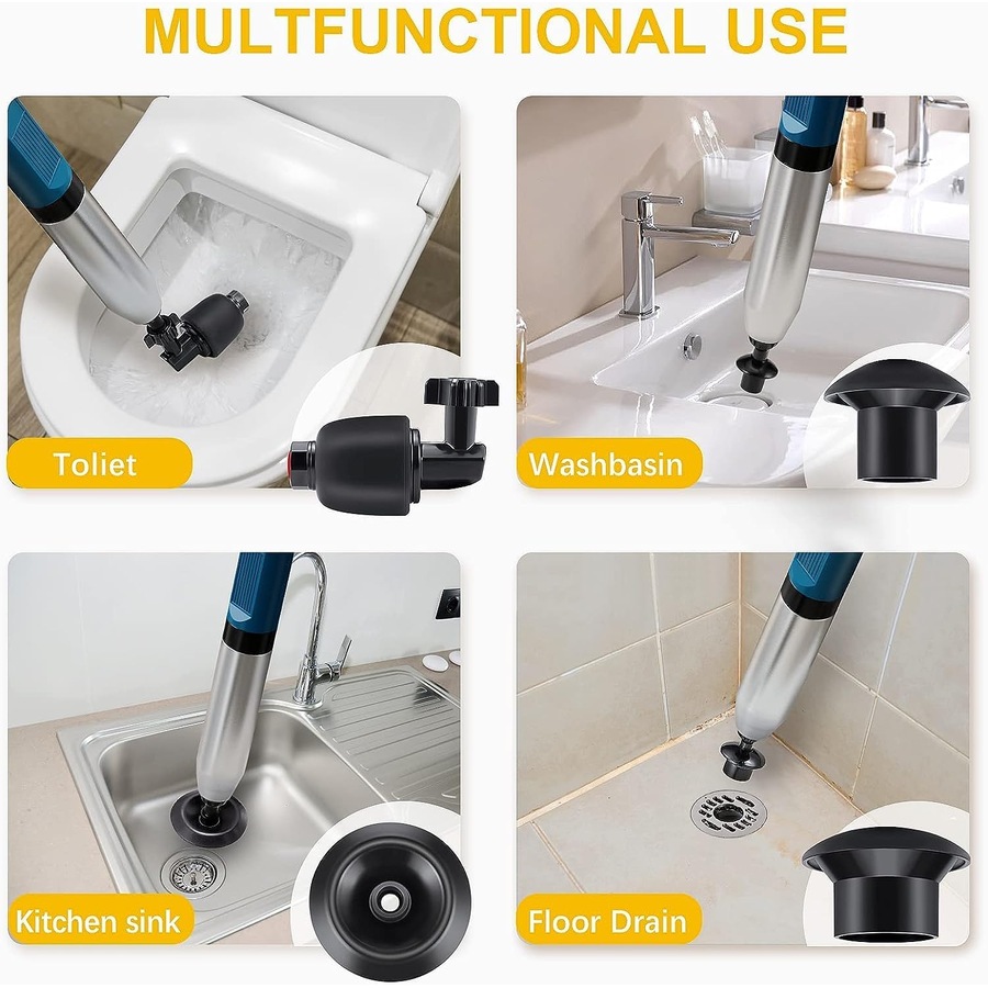 Pressure Toilet Piston Pump，Toilet Plunger, Unplugging Kitchen Sinks and Bathrooms