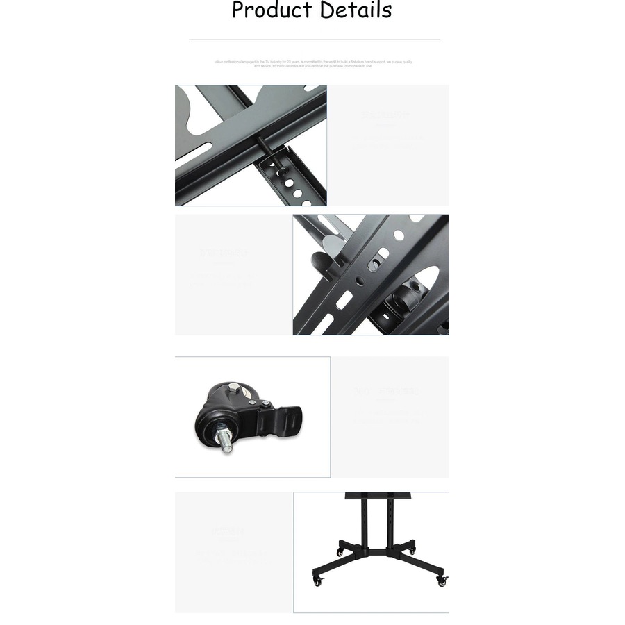 TV Stand with wheels and Swivel Mount Bracket 32 to 70"
