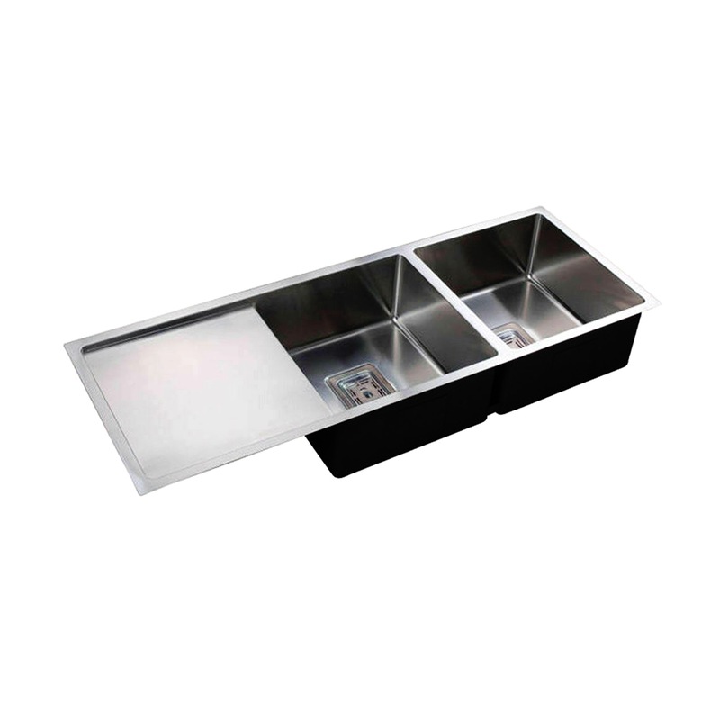 Buy 1160*450*235mm Handmade Stainless Steel Double Bowl with Drainer Square Kitchen Sink MyDeal