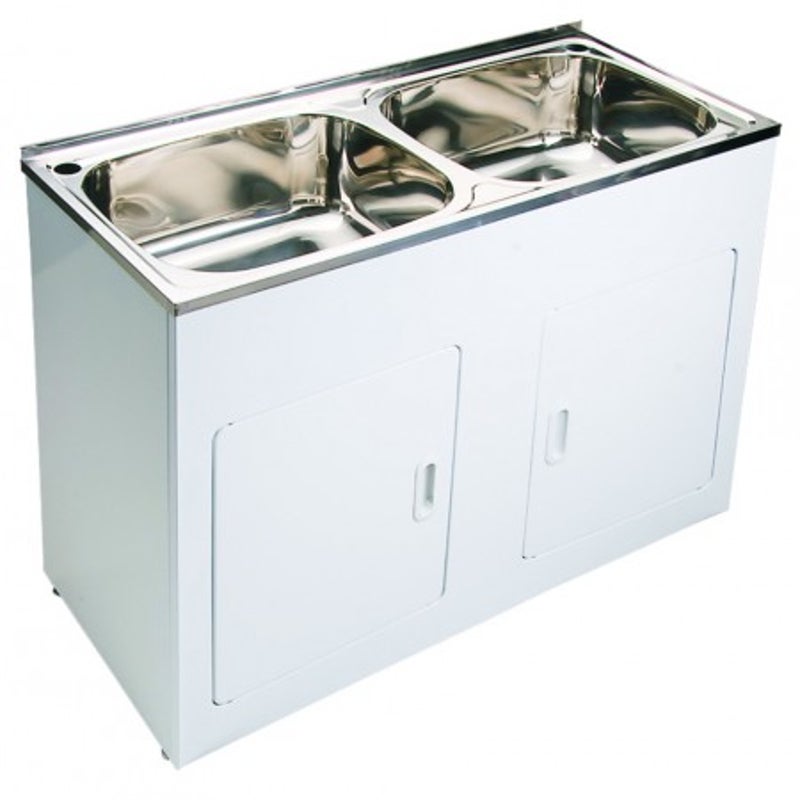 1160 500 870mm 45l 45l Stainless Double Bowl Laundry Tub With Mental Cabinet 9912949 00 ?v=638318148988923739&imgclass=dealpageimage