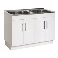 1160*500*930mm 90L Double Bowl 304 Stainless Steel Laundry Tub with Polyurethane Cabinet