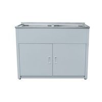 1170*510*870mm 45L Double 304 Stainless Steel Laundry Tub with Metal Cabinet