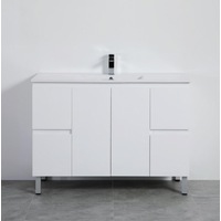 900-1500*460mm Poly White Bathroom Left/Right Drawer Freestanding With Legs Vanity