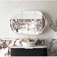 1200*750mm OTT Bondi Natural Oak/Black Oak/Matte White Oval Wall Mounted LED Shaving Cabinet