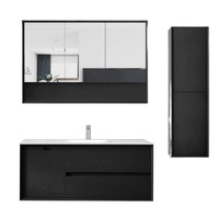 1200mm Byron Black Oak Wall Hung Vanity and Tall Boy and Shaving Cabinet