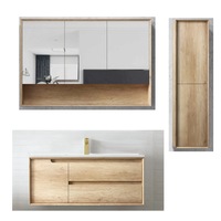 1200mm Byron Natural Oak Wall Hung Vanity and Tall Boy and Shaving Cabinet