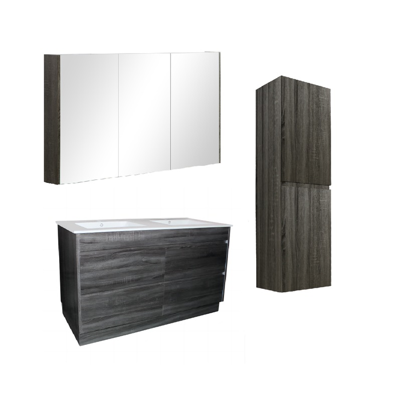 Buy 1200mm Dark Grey Qubist MDF Double Bowl Freestanding With Kickboard