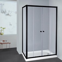 1400-2250*2000mm L Shape Double Sliding Black Semi-frameless Shower Screens