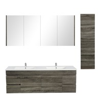1500mm Berge Dark Grey Wall Hung MDF Vanity and Shaving Cabinet and Tall Boy