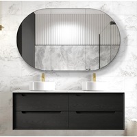 1500mm Byron Black Oak Wall Hung Vanity and Tall Boy and Shaving Cabinet