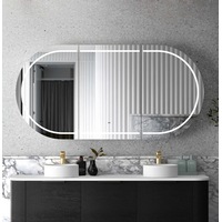 1800*900mm OTT Bondi Natural Oak/Black Oak/Matte White Oval Wall Mounted LED Shaving Cabinet