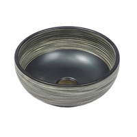 360*360*140mm Stripe Pattern Porcelain Round Above Counter Art Basin
