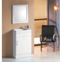 400*220*860mm White PVC Narrow Depth Freestanding Vanity On Kickboard With Polymarble Basin
