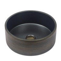410*410*150mm Stripe Pattern Interior Porcelain Round Above Counter Art Basin