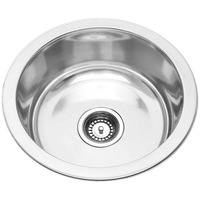 430*430*170mm BK Traditionell 304 Stainless Steel Chrome Round Top Mount Single Bowl Laundry Kitchen Sink