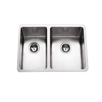 440*610*200mm BK Traditionell 304 Stainless Steel Chrome Square Top Mount / Under Mount Double Bowls Laundry Kitchen Sink