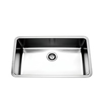 440*740*200mm BK Traditionell 304 Stainless Steel Chrome Square Top Mount / Under Mount Single Bowl Laundry Kitchen Sink