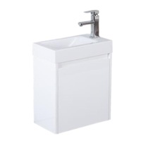 450*250mm Bathroom Vanity Mini PVC White Freestanding/Wall Hung With Poly Marble Top