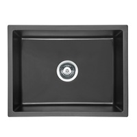 450*450*230mm BK Arcko Granite Matte Black Square Top Mount / Under Mount Single Bowl Laundry Kitchen Sink