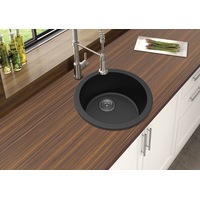 460mm Black ACA Granite Quartz Stone Round Single Bowl Kitchen/Laundry Sink