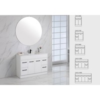 600-1500mm*450mm*855mm Aulic Rocky Gloss White Freestanding Vanity With Kickboards