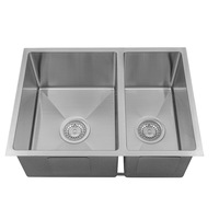 600*440*230mm BK Arcko LUX Top Mount / Under Mount Chrome Square Stainless Steel 304 Double Bowls Laundry Kitchen Sink