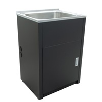 600*500*925mm 46 Litres 304 Stainless Steel Sink with Metal Matte Black Laundry Tub Cabinet