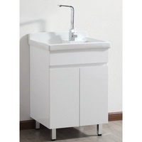 600*550*880mm White PVC Water Resitant Laundry Tub Cabinet With Ceramic Top