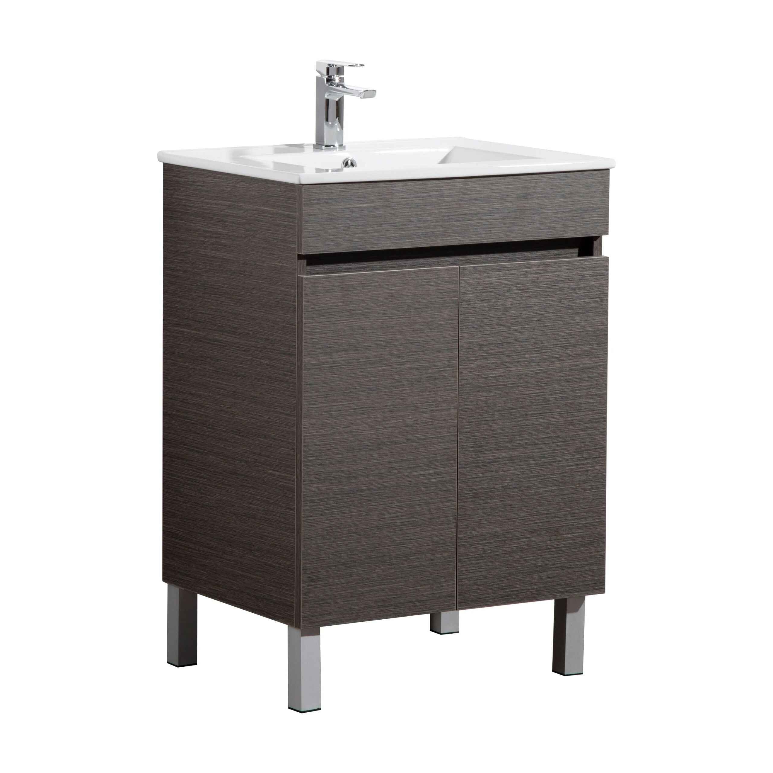 Buy 600-750*460mm Bathroom Vanity PVC Dark Brown Freestanding Vanity ...