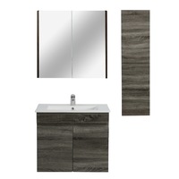 600mm Berge Dark Grey Wall Hung MDF Vanity and Shaving Cabinet and Tall Boy