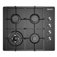 600mm Black Gas Cooktop with Wok Burner, FFD, Cast Iron Trivets