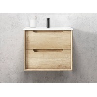 600mm Byron Natural Oak Wall Hung Vanity and Tall Boy and Shaving Cabinet
