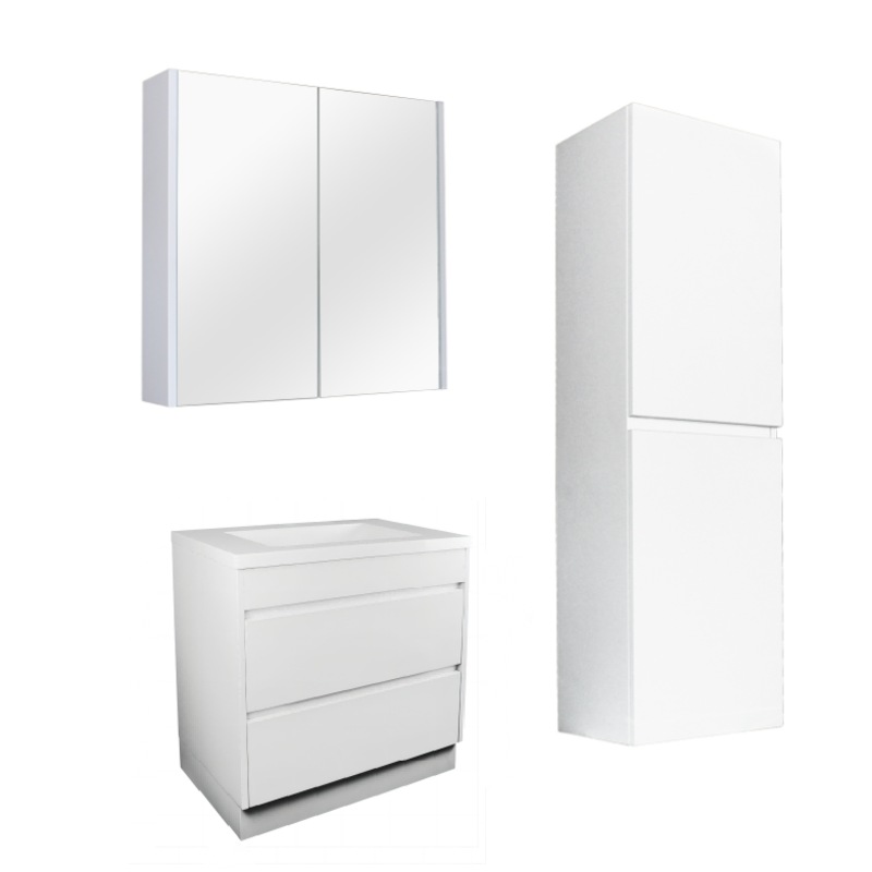 Buy 600mm Matte White Qubist MDF Freestanding With Kickboard Vanity