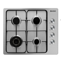 600mm Stainless Steel Gas Cooktop with Wok Burner, FFD, Black Enamelled Trivets