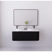 750-1500*450mm ABS Bergen Matt Black Curved Edge Fluted Wall Hung Cabinet Vanity MDF Board PVC Coating