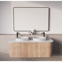 750-1500*450mm ABS Bergen Solid Timber Curved Edge Fluted Wall Hung Cabinet Vanity Materials MDF Board PVC Coating
